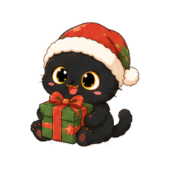 Black Cat Mikan Holiday Stickers