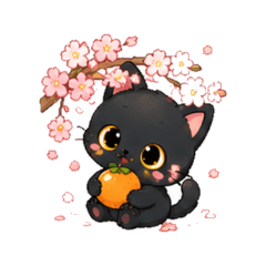 Black Cat Mikan Spring Stickers
