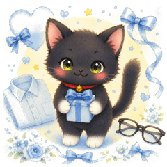 Black Cat Kurota Father's Day Stickers