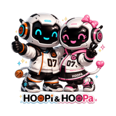 HOOPi & HOOPa Basketball Robot Stickers