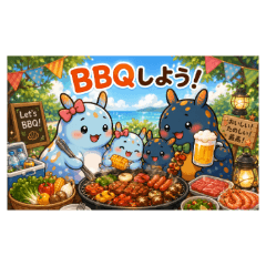 Cute Sea Slug Family BBQ