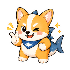 Corgi Shark Mischief