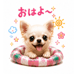 Fluffy Chihuahua Summer Vibes Stickers