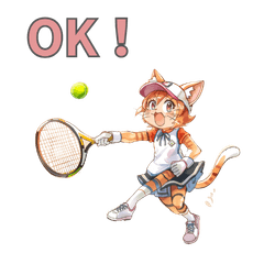 Cute and passionate cat tennis player