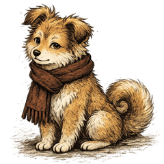 Dog wearing a scarf Japanese style