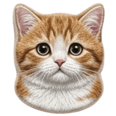 The realistic embroidered cat is so cute