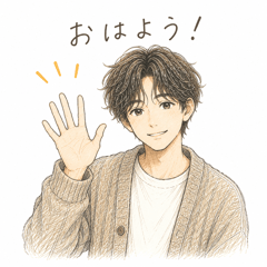 Cozy Cafe Boy Stickers Soft Pencil Style