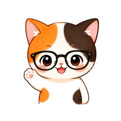 Polite Calico Cat with Glasses