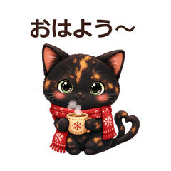 Winter Tortoiseshell Cat Stickers