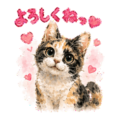 Popoki the relaxed calico cat stickers
