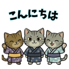 Cute three sister cat stickers - Summer
