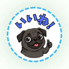 Cute Black Pug Sticker-Style Pack