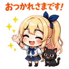 Funny Gal High School Girl Chibi Sticker