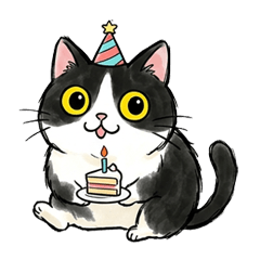 Happy Birthday! Tuxedo Cat 40 Stickers