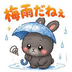 Shinon Gray Bunny - Rainy Day Stickers2