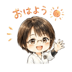 Gentle stamps of a girl with glasses