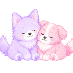Fluffy Pups: Lavender & Pink