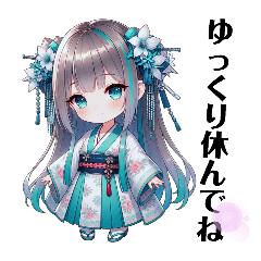 Japanese clothing girl stamp 7