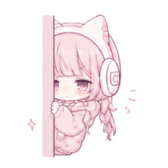 Cute anime cat girl gamer