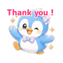 Aqua Penguin Girl's Thank You Stamp