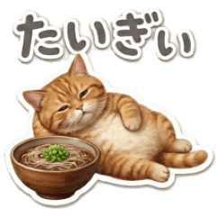 A cat eating Izumo soba