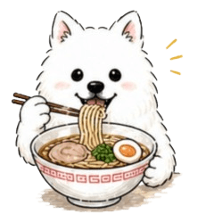 Japanese Spitz Foodie Stickers