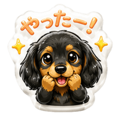 Cute puffy black dachshund stickers