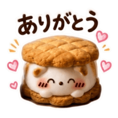 Marshmallow cookie sandwich bear and cat