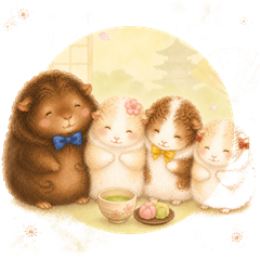 Lop-eared Rabbit Family Kyoto Stickers