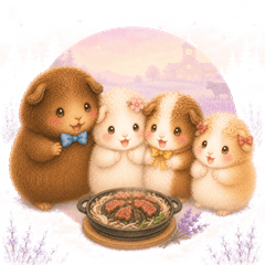 Lop-eare Rabbit Family Hokkaido Stickers