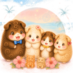 Lop-eared Rabbit Family Okinawa Stickers