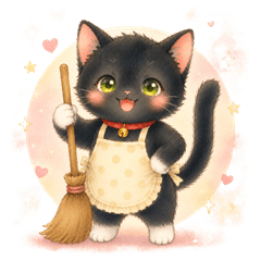 Black Cat Kurota Home Helper Stickers