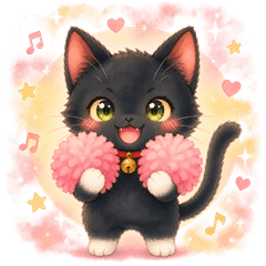 Black Cat Kurota Cheer Stickers