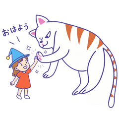 Daily stamps with cat and a magical girl