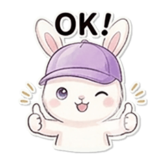 Dreamy Cute Purple Cap Bunny