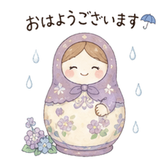 Cute Matryoshka Rainy Season Stickers