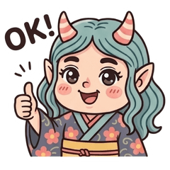 Kawaii Oni Girl: Kimono Daily Stickers