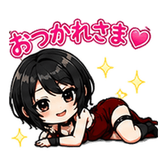 Chibi Dark-Hair Girl Daily Stickers
