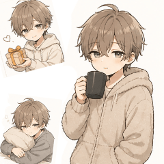 Soft Boy Daily Stickers | Cute Anime Boy