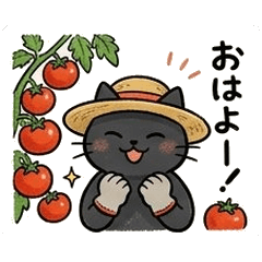 Black Cat Tomato Farmer Stickers