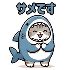 Shark-wearing cat stamp