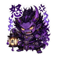 Purple Yaksha Oni Night Lantern Sticker