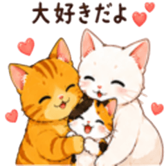 Calico Cat Family Dailystickers Japanese