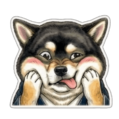 無字浮誇表情黑柴犬貼圖