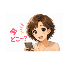 Chat with Stickers. Mom & Daughter.
