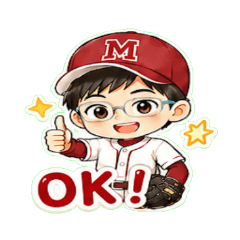 Team M No.8 Cute Baseball Stickers