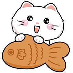 Moji white cat : Pastel