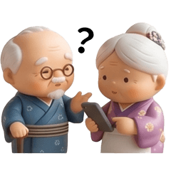 Elderly people using smartphones