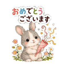Fluffy Bunny Congrats & Thanks Stickers