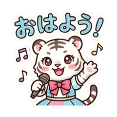 Cute White Tiger Idol Stickers